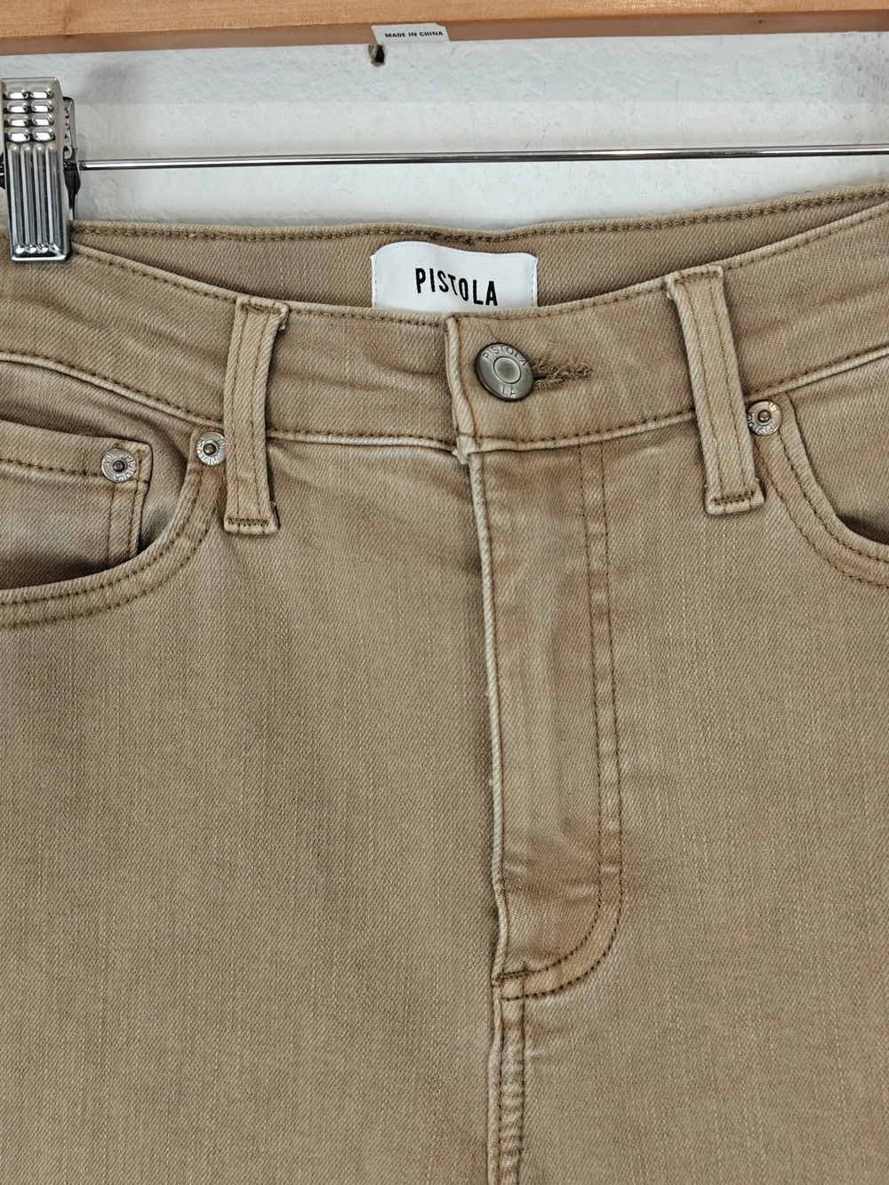 Pistola “Lennon” Mink Snow Cropped Jeans – Neutral Chic High Rise Denim Size 28 - Picture 10 of 16